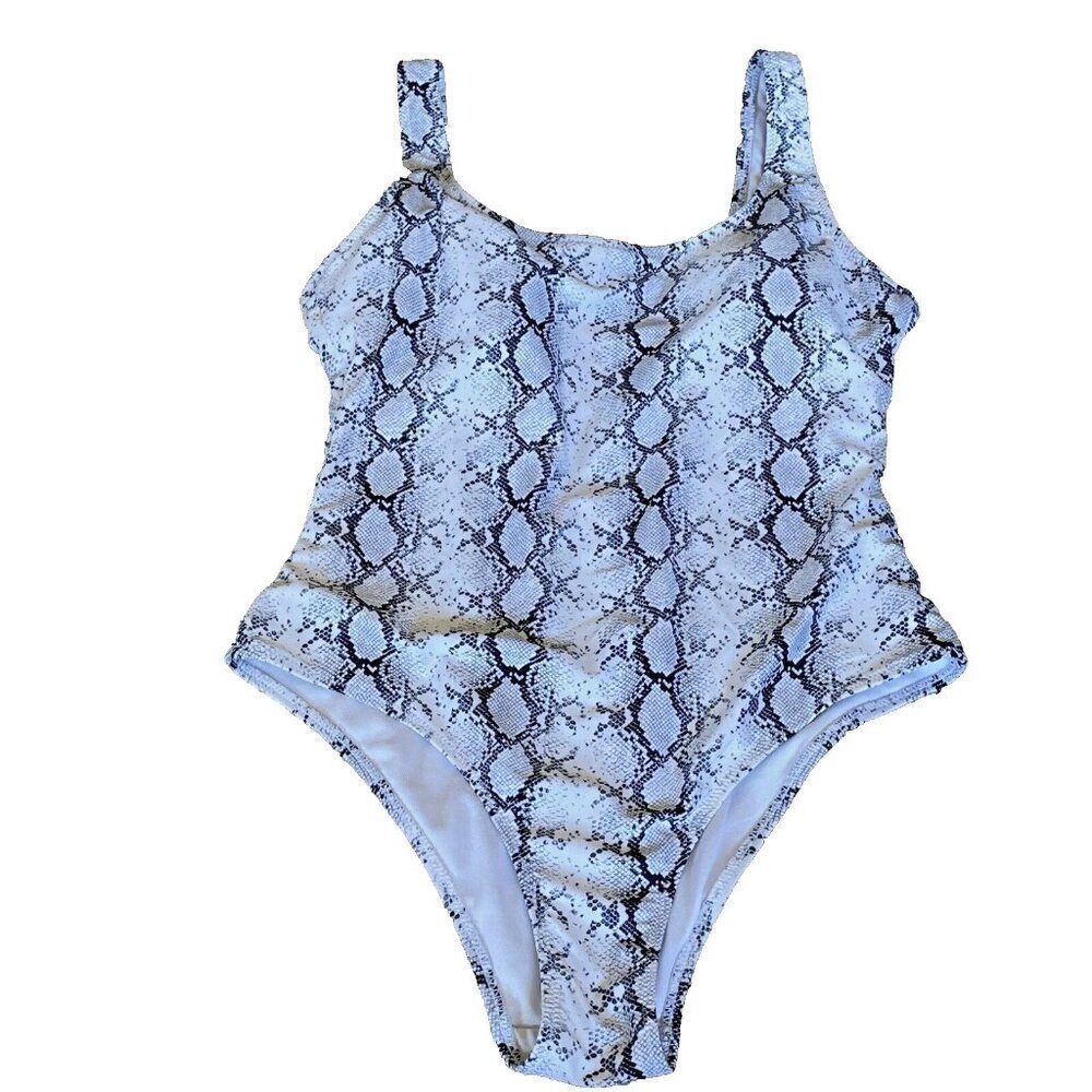 Shekini Women's Retro Square Neck One Piece Swimsuit Swimwear Reptile Size S